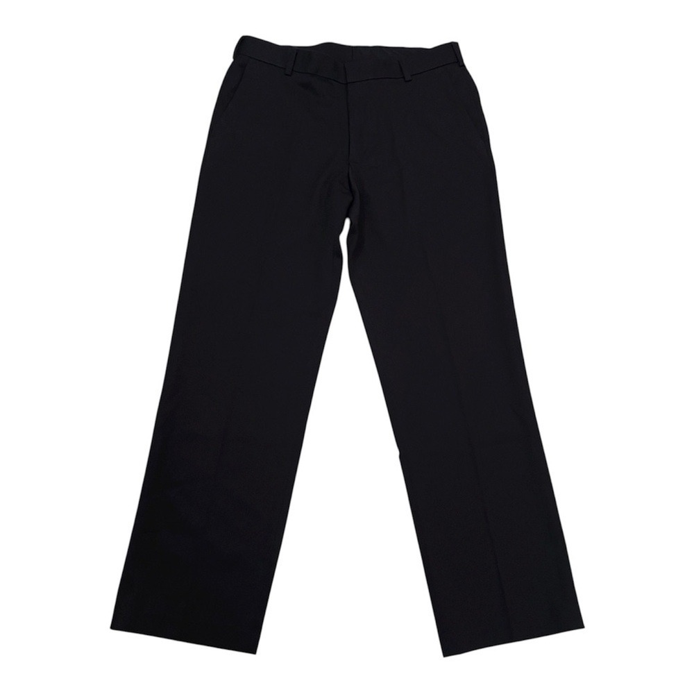 Van Heusen Traveler Mens Black Dress Pants 32x30 Straight Leg Flat Front Trouser